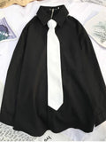 Spring Shirt Women Long Sleeve Loose Student Blouse Shirt Women White Black Turn Down Collar Casual Oversized Shirt Vintage Top