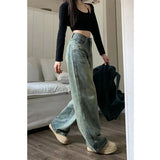Getadme 2 Vintage 90S Baggy Straight Denim Trousers Female Y2K High Waist Loose Wide Leg Jeans Women Streetwear All-Match Casual Pants New