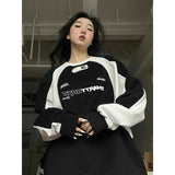 HOUZHOU Vintage Y2k Sweatshirt Streetwear Women Oversized Aesthetic Korean Style Pullover Hippie Designer Hoodies Kpop Fashion