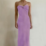 Getadme  Strapless Knit Maxi Dresses For Women Summer Beach Party Bodycon Dress Off-Shoulder Twist Knitting Evening Backless Dress