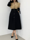 Korean Fashion Long Trench Coat Women Autumn Patchwork Color Single Breasted Lapel Full Sleeve Windbreaker Vintage Jackets