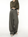Getadme Classic Retro Plaid Design Harajuku Straight Women Long Trousers Loose Wide Leg Pants Baggy Korean Fashion Y2k Streetwear