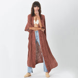 Getadme-Beach Cover Up Women Kimono Lace Trim Bohemian Swimsuit Cape Casual Solid Pareo Summer Beachwear Bathing Suits Outfits