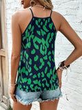 Summer Leopard Print Splicing Sling T-Shirt Women's Loose V Neck Pullover Tees Female Elegant Streetwear Sleeveless Casual Tops