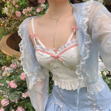 Getadme-Floral Kawaii Tank Top Women Summer White Backless Sexy Beach Sweet Cute Halter Tops Lace Print Party Korean Style Clothing