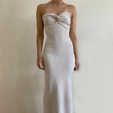 Getadme  Strapless Knit Maxi Dresses For Women Summer Beach Party Bodycon Dress Off-Shoulder Twist Knitting Evening Backless Dress