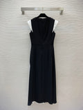 Getadme-Summer New Sleeveless V-neck Ankle-length Zipper Dress
