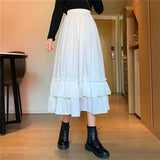 Jupes printemps/automne pour femmes, taille haute, style coréen, vintage foncé, à volants, coupe trapèze, collection étudiante 2022