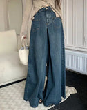 S-4XL Jeans Women Vintage Loose High Waist Elegant Streetwear Chic Wide Leg Korean Style Fashion All-match Autumn Retro New Blue