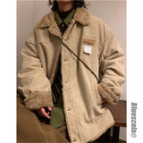 Nouvelle collection automne-hiver femme : veste matelassée chaude en velours côtelé peluche style rétro japonais