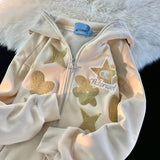 Getadme-Zip Up Hoodie Women Y2K Kawaii Harajuku Clothes Full Gothic Web Sweatshirt Hip Hop Grunge Oversized Jacket Coat tops