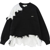 Split Women's Vintage Street Apparel Harajuku Hole Knitted Pullover with Button Gothic Plus Size Knitted Korean Sweater