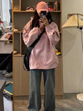 HOUZHOU Korean Style Gorpcore Pink Track Jackets Women Hippie Y2K Oversize Zipper Windbreaker Jacket Harajuku Streetwear Outwear