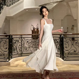 Getadme-French Elegant Ruffles White Midi Dresses Summer New Evening Party Women Clothes Fashion Sundress Birthday Ladies Dresses