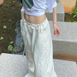 Getadme-Drawstring Casual Y2k Baggy Cargo Pants Women Low Waist Loose Sweatpant Joggers harajuku Wide Leg Trousers