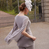 Jumpsuits Plus Size Mother Of The Bride Dresses A-Line Chiffon 3/4 Sleeve Long Groom Mother Dresses For Weddings