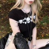 Getadme Stars Print T-shirts Fashion Casual O Neck Short Sleeve Crop Tops Y2K Summer Sexy E-girl Baby Tee Women Clothing