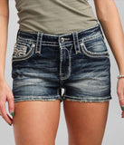 Women Embroidered Rhinestone Hot Denim Shorts 2023 Summer New Tide Vintage Patchwork Streetwear Jeans Short w685