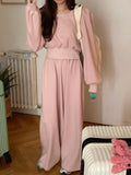 Getadme-Autumn Two Piece Set for Women Long Sleeve Loose Sweatshirts Tops + Wide Leg Pants Casual Tracksuits Sports 2 Piece Outfits