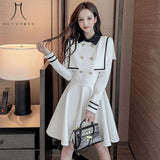 Herstory women SPRING Sailor Collar Japanese Lolita dress female long sleeve double breasted a-line dress lady OP Vestidos