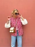 Gilet réversible imprimé et brodé pour femme Getadme, style vintage ethnique, patchwork décontracté, élégant, streetwear