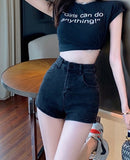 White Jeans Shorts Women Summer 2023 High Waisted Mini Hot Short Jeans For Ladies Tight Women's Denim Shorts For Women Black