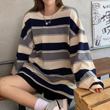 Getadme autumn Hoodies Striped Oversized Sweatshirt Women Harajuku Pullovers Korean Fashion Couples Matching Long Sleeve Tops Streetwear