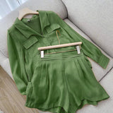 Summer Outfit For Woman 2023 Shorts Suits Long Sleeve Blouses High Waist Pants New Two Pieces Suit Ladies Holiday Jogger Sets