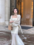 Getadme Korean Elegant Straps Dress Women Summer New Fashion Evening Party Ladies Vestidos Vintage Sexy Slim Female Midi Dresses