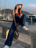 Getadme Women's Jeans Y2K Korean Fashion Overalls Women Denim Autumn Loose Wide Leg Pant Vintage Female Blue Baggy Pants Aesthetic
