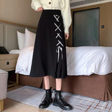 Jupes printemps/automne pour femmes, taille haute, style coréen, vintage foncé, à volants, coupe trapèze, collection étudiante 2022