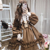 Getadme Women Kawaii Lolita Dress Lace Maid Costume Cosplay Soft Sisters Cute Sweet Dress Female Long Sleeve Party Clothes