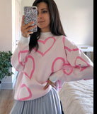 KarSaNy Loose Heart Contrast Color Sweater Oversize Women Autumn Winter Knitted Pullovers Oversized Sweaters For Women 2023