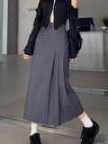 Long Skirt Women Vintage Y2K High Waist A-line Patchwork Pleated Skirt School Casual 90s Streetwear Summer