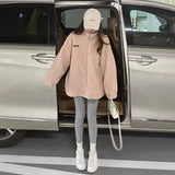 MINGLIUSILI Solid Color Hoodie for Women Korean Fashion Lamb Fleece Coat 2022 Winter New Trend Free Shipping Oversized Hoodie