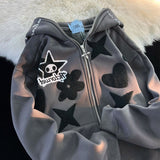 Getadme-Zip Up Hoodie Women Y2K Kawaii Harajuku Clothes Full Gothic Web Sweatshirt Hip Hop Grunge Oversized Jacket Coat tops