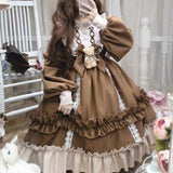 Getadme Women Kawaii Lolita Dress Lace Maid Costume Cosplay Soft Sisters Cute Sweet Dress Female Long Sleeve Party Clothes