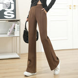 Getadme-Autumn New Flare Pants For Women Wearing High Waist Slim Elastic Pants Korean Design Feel Casual Bell-bottoms Pants