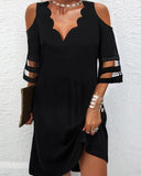 Getadme-Dress Women Elegant V Neck Summer Off Shoulder Lace Mesh Patchwork Mini Dress Female Loose Print Beach Short Dress