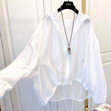Women Jackets Hooded Summer Sun-proof Zipper Trench Coats Thin Loose See Through Outerwear Breathable Lightweight Clothes