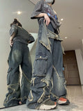 Getadme Y2K Vintage Women Denim Jeans Korean Streetwear Oversize Star Aesthetic Straight Trousers Wide Leg Jeans Grunge Pants Clothes