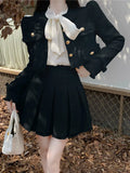 Getadme High Quality French Vintage Small Fragrance Two Piece Set Women Short Jacket Coat + Pleated Skirt Suits Luxury Brand 2 Piece Set
