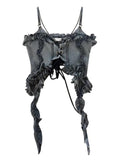 Getadme Summer Women Kpop Denim Crop Tops Y2k Streetwear Hot Sexy Camisole Coquette Girl Aesthetic 2000s Gyaru Halter Top Clubwear Cyber