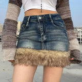 Getadme Vintage Washed Blue Denim Skirt for Women American Fashion High Waist Skirts Y2k Grunge All-match Street Faldas Mujer