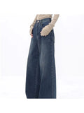 Getadme-American Vintage High Waist Oversized Jeans Pants For Women Casual Baggy Y2K Wide Leg Grunge Streetwear Blue Denim Trouser