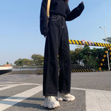 Jeans Women All-match Korean Style Mopping Trousers Denim Vintage Black Solid High Waist Autumn Baggy Chic Ulzzang Street Casual