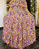 Plus Size 5XL VONDA Bohemian Floral Printed Maxi Long Dress 2023 Summer Women Casual Loose Ruffle Beach Short Sleeve Party Robe