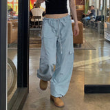 Getadme-Drawstring Casual Y2k Baggy Cargo Pants Women Low Waist Loose Sweatpant Joggers harajuku Wide Leg Trousers