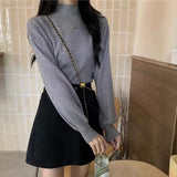 Solid Lantern Sleeve Basic Sweater Pullover Turtleneck Soft Warm Sweater Autumn Winter For Women Casual Sweater 2023