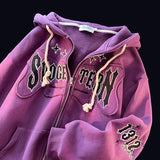 Oversized Hoodie Embroidery Loose Casual Winter hoodie Women's Autumn and Winter Fleece Warm Zipper Hooded Cardigan Top Coat